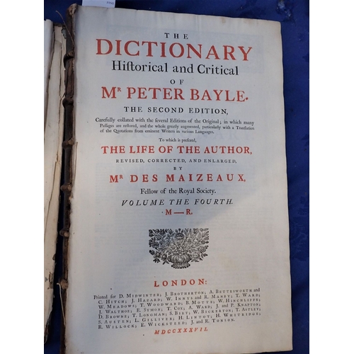 581 - BAYLE, PETER - 'THE DICTIONARY, HISTORICAL AND CRITICAL' revised by Mr Des Maizeaux, printed for D. ... 