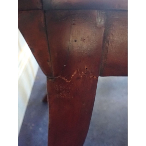 679 - A PAIR OF EARLY VICTORIAN MAHOGANY SCALLOP-BACK HALL CHAIRS (faded, repairs; one has ball terminals ... 