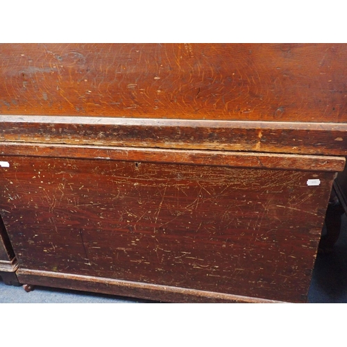 692 - A 19TH CENTURY GRAINED PINE TRUNK, ANOTHER SIMILAR and another with old green paint, largest 89cm wi... 