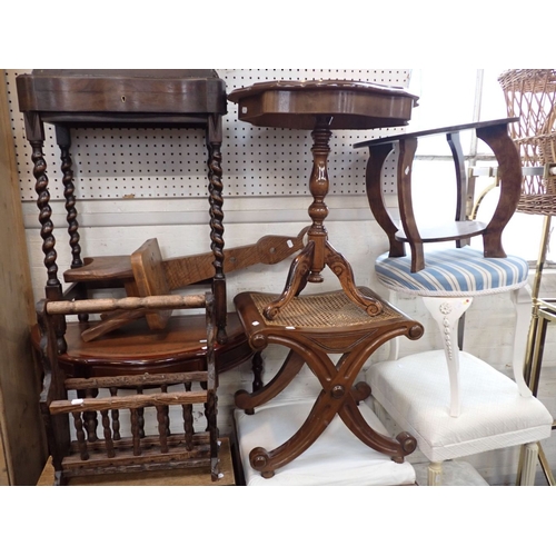 701 - A QUANTITY OF SMALL FURNITURE reproduction occasional tables, upholstered stools etc (as lotted)