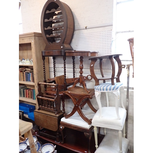 701 - A QUANTITY OF SMALL FURNITURE reproduction occasional tables, upholstered stools etc (as lotted)