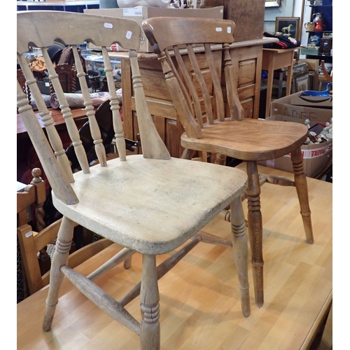 713 - A VICTORIAN STYLE KITCHEN TABLE with beech top and Detachable) painted legs 78 x 168cm, four modern ... 