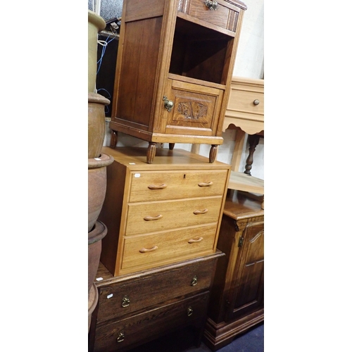 798 - A SINGLE LADDERAX COMPONENT THREE DRAWER CHEST 59cm wide, a low chest of drawers, and a French bedsi... 