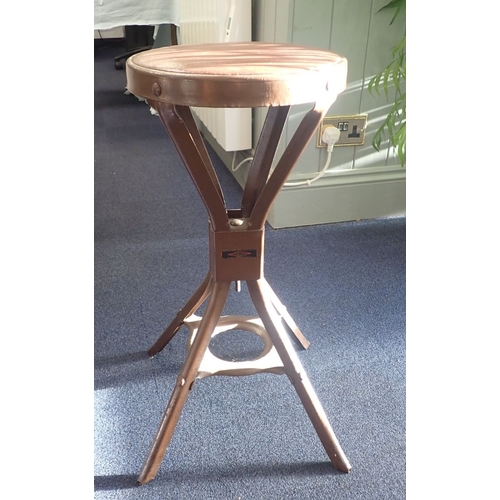 803 - A J BROOKS EVERTAUT INDUSTRIAL STOOL in original condition, with rexine seat