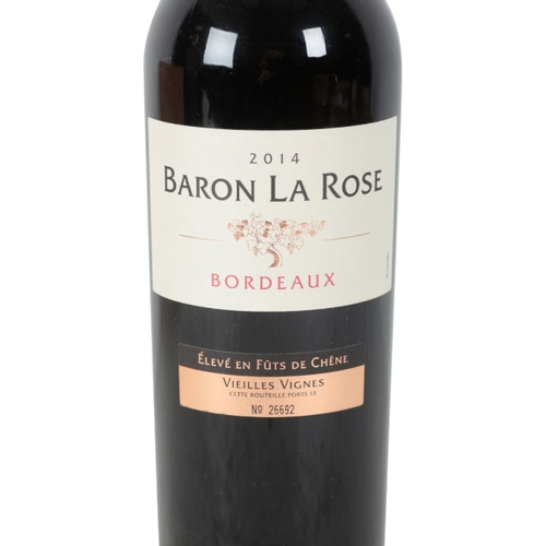 100 - BARON LA ROSE VIELLES VIGNES BORDEAUX, 2014 5 bottles, in original wooden case