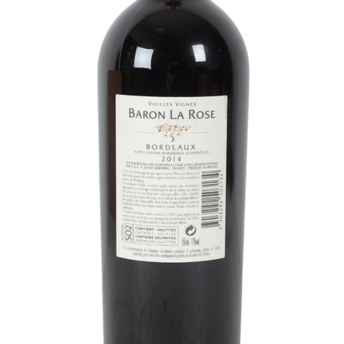 100 - BARON LA ROSE VIELLES VIGNES BORDEAUX, 2014 5 bottles, in original wooden case