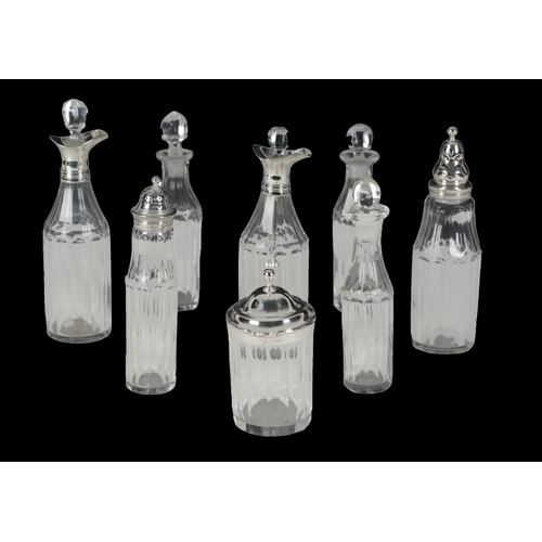 12 - A GEORGE III SILVER CRUET by Robert and David Hennell, London 1800, of oval form, engraved with band... 