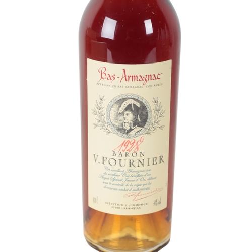 124 - BARON V. FOURINER BAS-ARMAGNAC, 1928 single bottle, in original wooden case