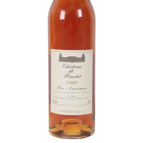 127 - CHATEAU DE MARTET BAS-ARMAGNAC, 1989 42%, 70cl, 2 bottles, in a wooden case