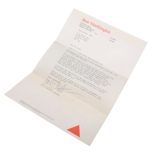 136 - BASS: KING'S ALE approx 300ml. bottle, label dated February 22nd 1902, together with a letter from M... 