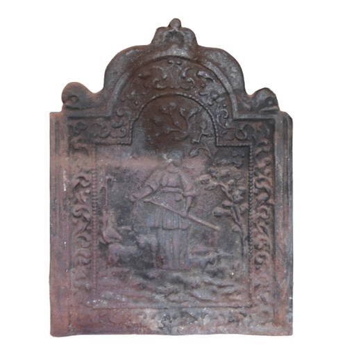 178 - A GEORGE III STYLE CAST IRON FIRE GRATE 45cm high x 80cm wide x 40cm deep, together with the associa... 