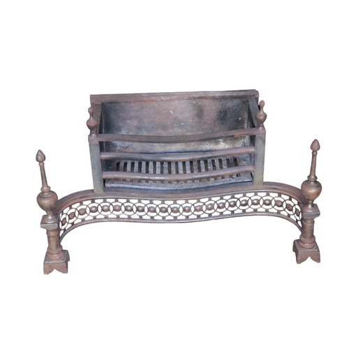 178 - A GEORGE III STYLE CAST IRON FIRE GRATE 45cm high x 80cm wide x 40cm deep, together with the associa... 