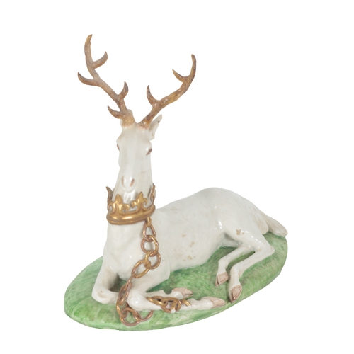 247 - A GLAZED POTTERY STAG BY LADY ANNE GORDON late 20th century, depicted seated, marked to the base 'CA... 