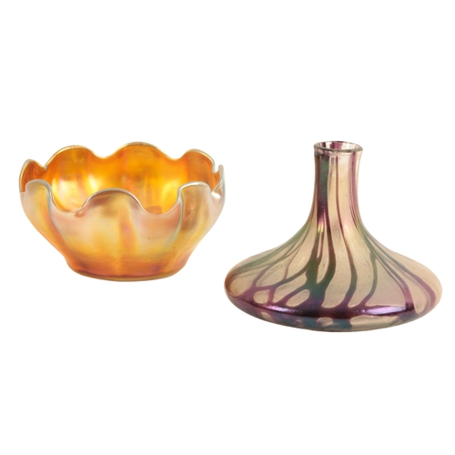 263 - LOUIS COMFORT TIFFANY (1848-1933): A 'FAVRILE' BOWL with fluted and pinched rim, covered in a golden... 