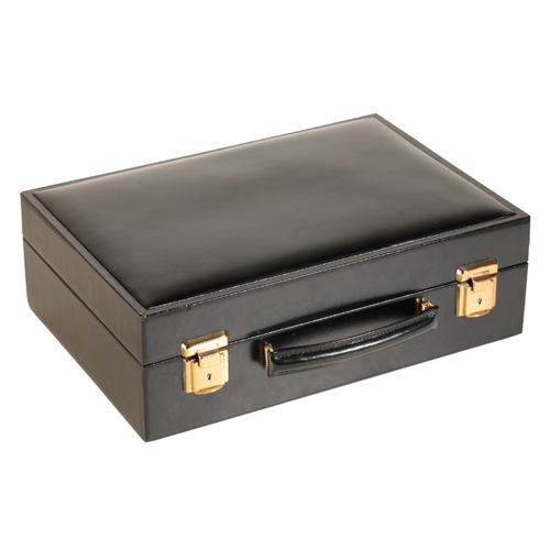 266 - A LADIES LEATHER TRAVEL CASE with a fitted velvet interior designed to carry jewellery, contained in... 