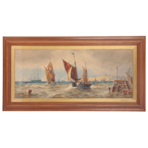 278 - THOMAS BUSH HARDY (1842-1897) watercolour, ships off the coast, signed and dated lower left, 14cm hi... 