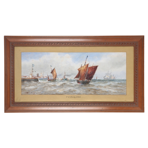 279 - THOMAS BUSH HARDY (1842-1897) 'Off Calais' watercolour, signed and dated lower left, 26cm high x 64c... 