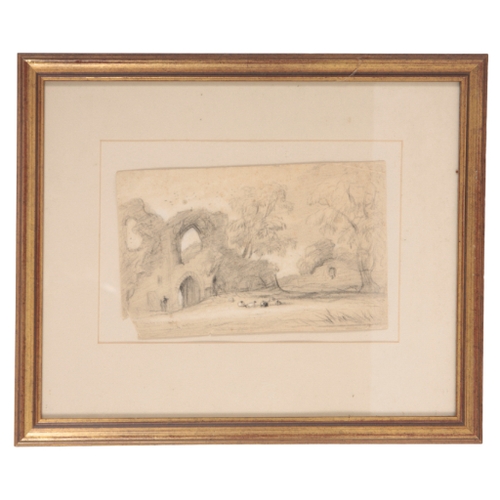 284 - MANNER OF  JOHN SELL COTMAN (1782-1842) Figures and a horse in a landscape watercolour, 10cm x 13.5c... 