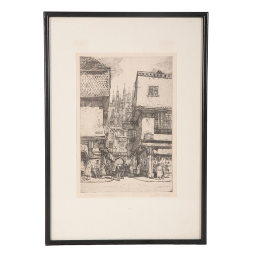 288 - WILLIAM P. ROBINS (1882-1959), 'MERCERY LANE, CANTERBURY' etching, 23.5cm x 15.5cm, signed, in eboni... 