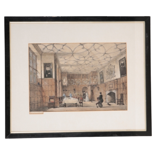 307 - JOSEPH NASH (1808-1878) 'Principal Staircase at Hatfield', coloured lithograph, 29cm x 40cm; and ele... 