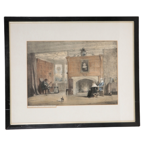 307 - JOSEPH NASH (1808-1878) 'Principal Staircase at Hatfield', coloured lithograph, 29cm x 40cm; and ele... 