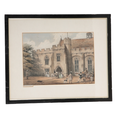 307 - JOSEPH NASH (1808-1878) 'Principal Staircase at Hatfield', coloured lithograph, 29cm x 40cm; and ele... 