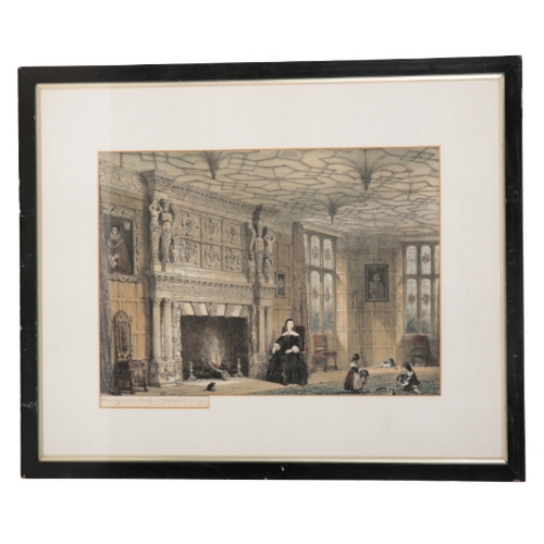 307 - JOSEPH NASH (1808-1878) 'Principal Staircase at Hatfield', coloured lithograph, 29cm x 40cm; and ele... 