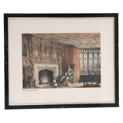 307 - JOSEPH NASH (1808-1878) 'Principal Staircase at Hatfield', coloured lithograph, 29cm x 40cm; and ele... 