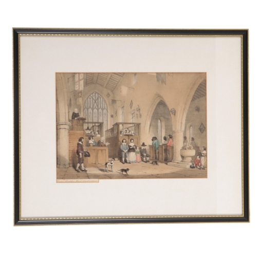 307 - JOSEPH NASH (1808-1878) 'Principal Staircase at Hatfield', coloured lithograph, 29cm x 40cm; and ele... 