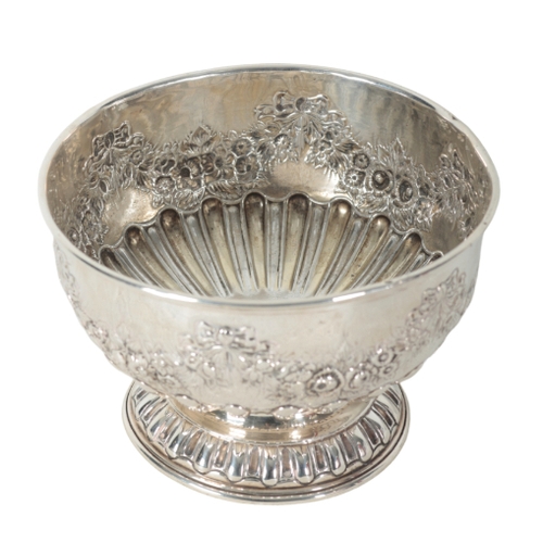 32 - AN EDWARD VII SILVER ROSE BOWL by Alexander Clark Co, Birmingham 1905, the part gadrooned body embos... 