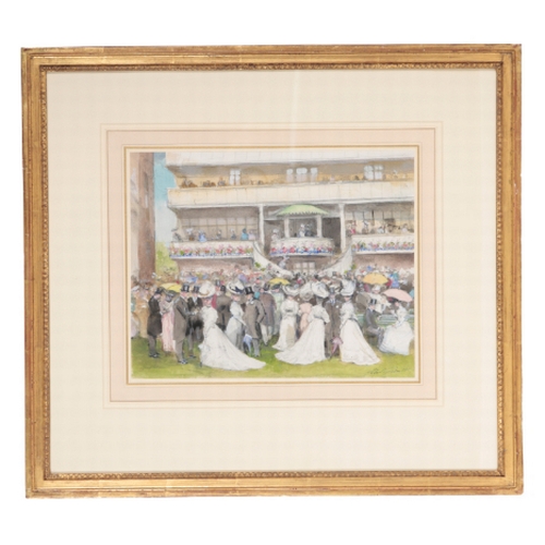 345 - *JOHN STRICKLAND GOODALL (1906-1986), 'The Royal Enclosure, Ascot' signed lower right, watercolour a... 