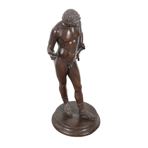 364 - AFTER THE ANTIQUE, A BROWN PATINATED BRONZE FIGURE OF NARCISSUS 20th Century, 62cm high