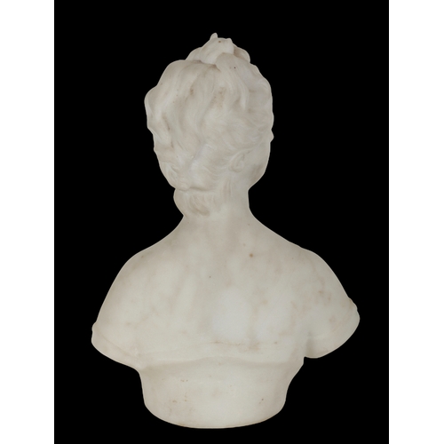 375 - A CARVED STONE BUST OF A GREEK GODDESS 31cm high