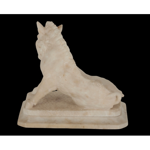 376 - A CARVED ALABASTER MODEL OF THE UFFIZI BOAR 'IL PORCELLINO' after the copy of the original by Pietro... 