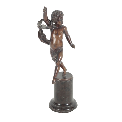 383 - A BRONZE FIGURE OF A DANCING BOY late 19th/early 20th century, indistinctly signed to the base 'F. S... 