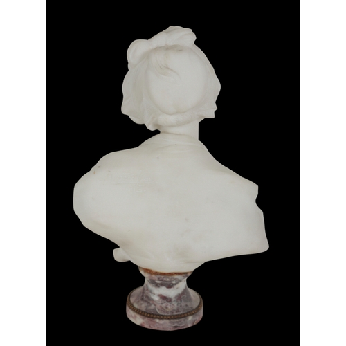 396 - FRENCH SCHOOL, A MARBLE BUST OF A WOMAN 20th century, indistinctly signed to the reverse, 'Paris', o... 