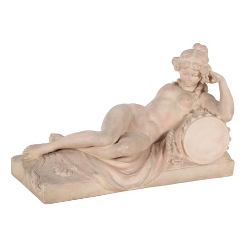 400 - AFTER CLODION (1738-1814) A TERRACOTTA FIGURE OF A RECLINGING WOMAN 34cm high x 53cm wide