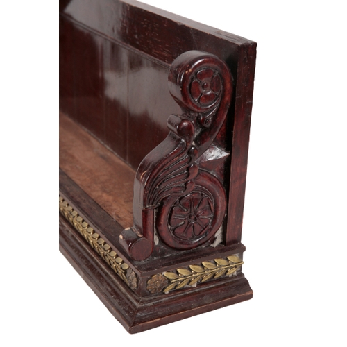 410 - A REGENCY GRAINED ROSEWOOD BOOKSHELF in the manner of Gillows, with carved and scrolled sides, the s... 