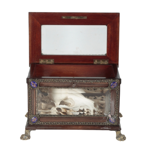 415 - A CONTINENTAL COROMANDEL, GLAZED AND GILT METAL MOUNTED CASKET 19th century, the four corners surrou... 