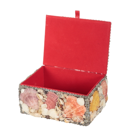 417 - A GROUP OF THREE SHELL ENCRUSTED BOXES 20th century and later, one example with a vignette to the li... 