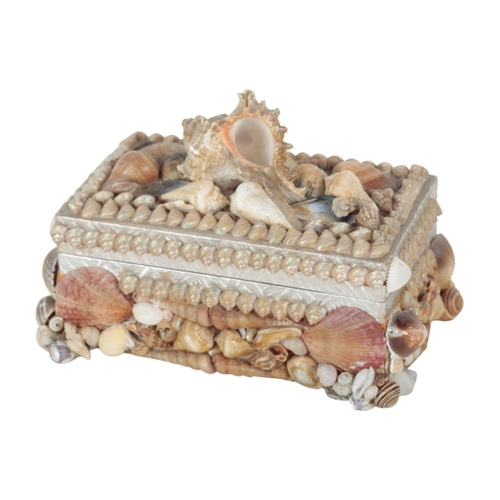 417 - A GROUP OF THREE SHELL ENCRUSTED BOXES 20th century and later, one example with a vignette to the li... 