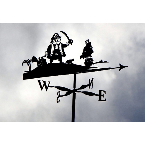 441 - A PATINATED 'CAPTAIN PUGWASH' WEATHERVANE the famous pirate depicted standing with his cutlass aloft... 