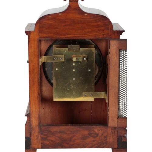 447 - A VICTORIAN WALNUT MANTLE CLOCK the 19cm painted dial, inscribed 