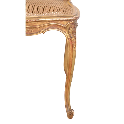 456 - A PAIR OF LOUIS XV STYLE GILTWOOD SIDE CHAIRS 19th century, with scrolling leaf carved cresting rail... 