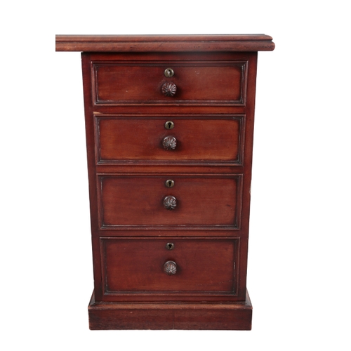 464 - AN EARLY VICTORIAN MAHOGANY KNEEHOLE DESK the top with moulded edge, fitted eight graduated drawers ... 