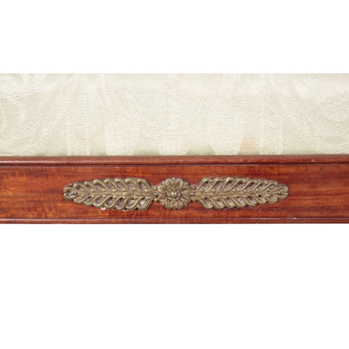 493 - A REGENCY STYLE MAHOGANY AND GILT METAL MOUNTED WINDOW SEAT 20th century, the drop-in seat with cott... 