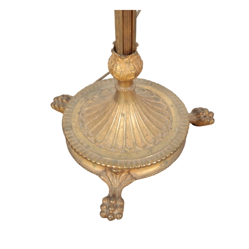 506 - AN EMPIRE STYLE GILT METAL STANDARD LAMP 20th century, with baluster turned column to a pedestal bas... 