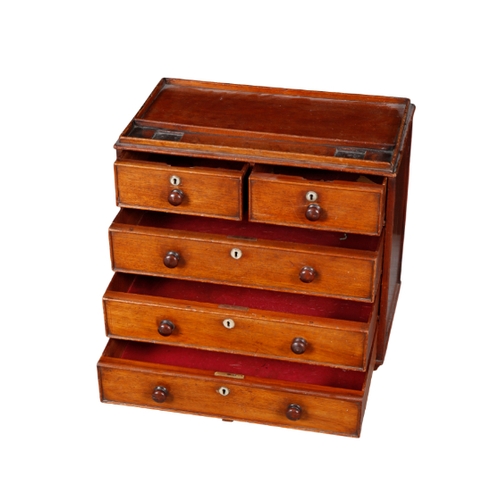 508 - A REGENCY MAHOGANY APOTHECARY'S CHEST of two short and three long drawers, the top with a section pr... 