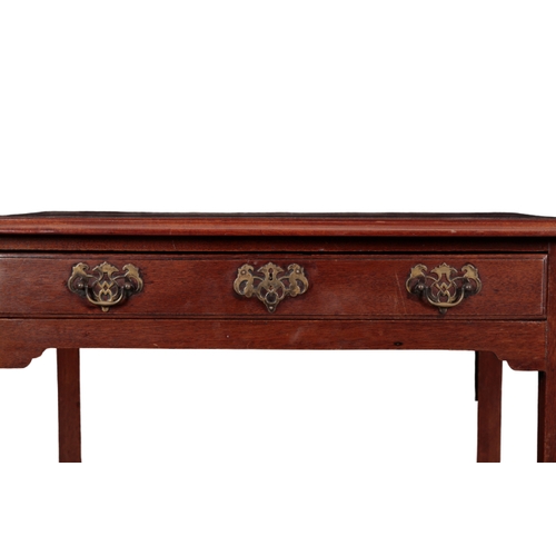 512 - A GEORGE III MAHOGANY SIDE TABLE 18th century, the rectangular top over a single frieze drawer, on m... 