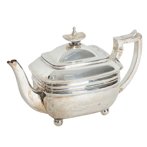 52 - A MATCHED SILVER TEA SERVICE including a George III teapot, London, 1808, gross weight c.507g, and a... 